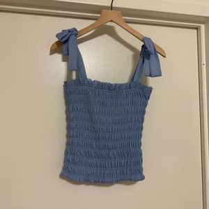 Anthropologie Blue Ruched Bow Tank Top XS